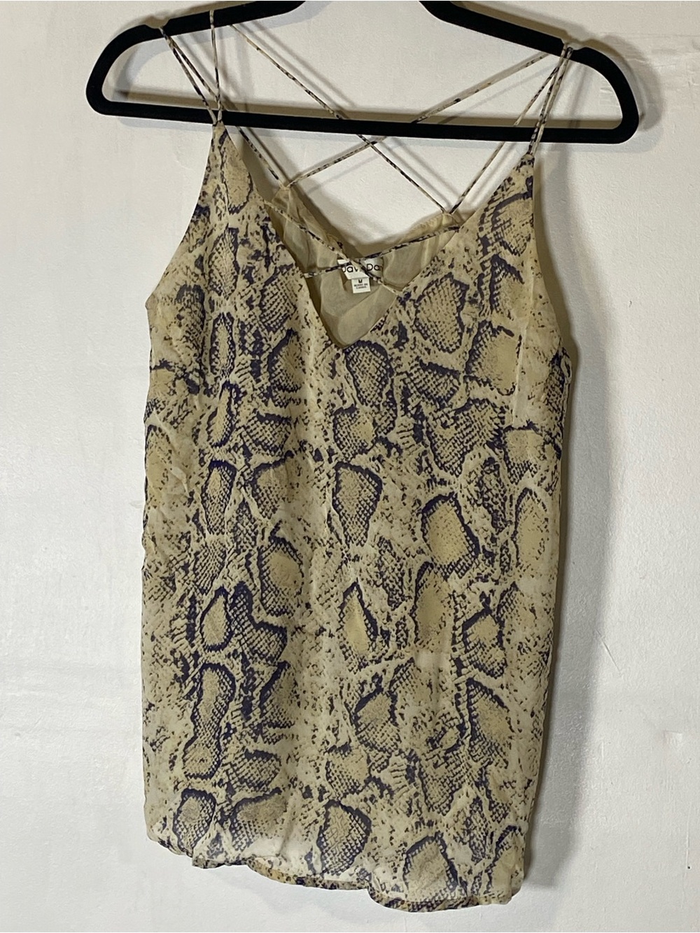 Y2K Grunge Snakeskin Cami Top Medium Criss Cross Back Strappy Camisole Edgy Top